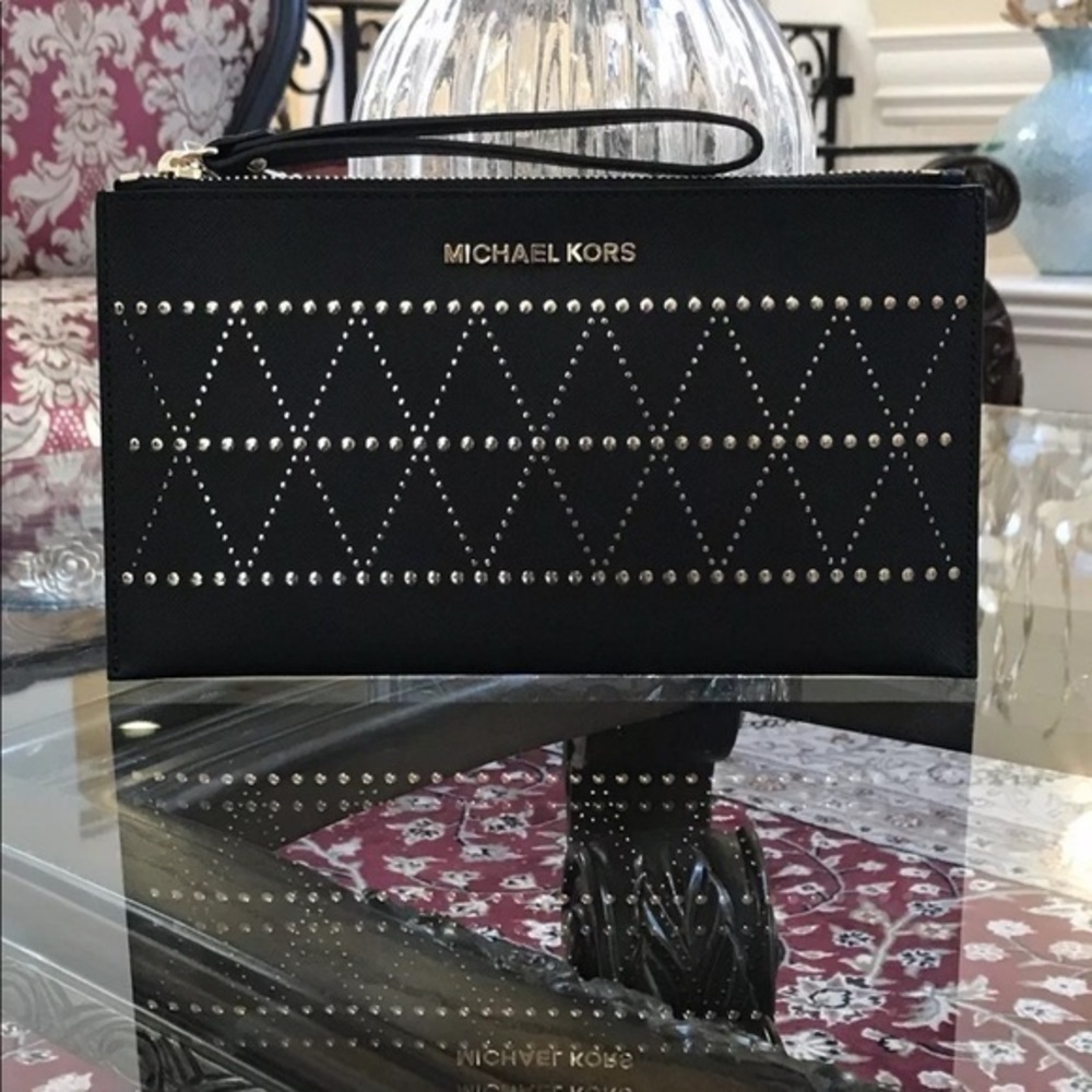 Michael kors jet set travel large zip clutch